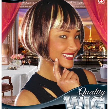 Widmann SRL Boblijn pruik met highlights bruin blond