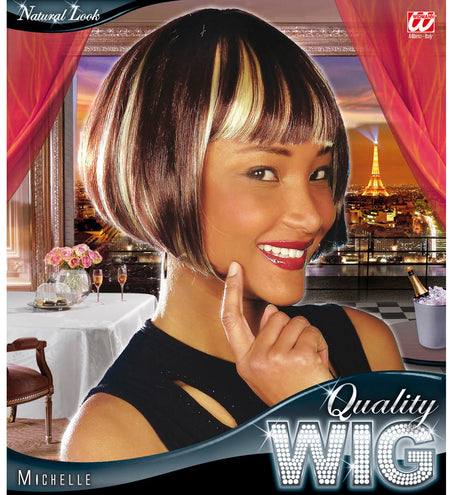 Widmann SRL Boblijn pruik met highlights bruin blond