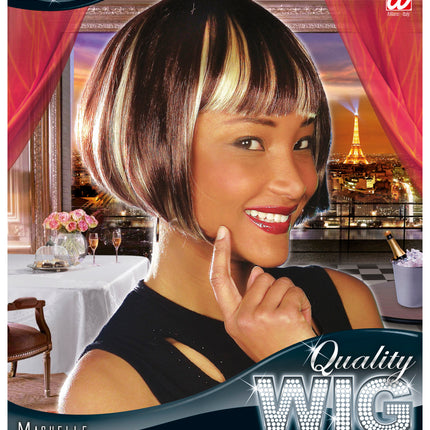 Widmann SRL Boblijn pruik met highlights bruin blond