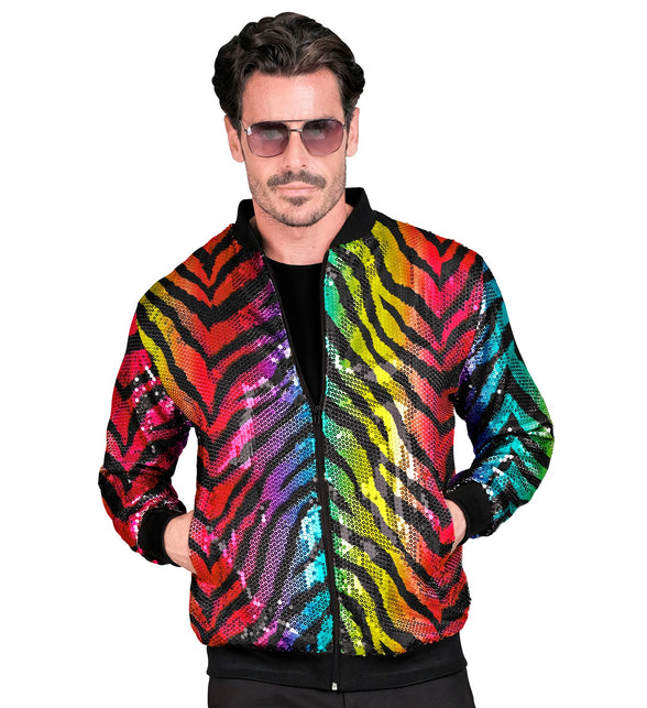 Widmann SRL Bomberjack regenboog pailletten