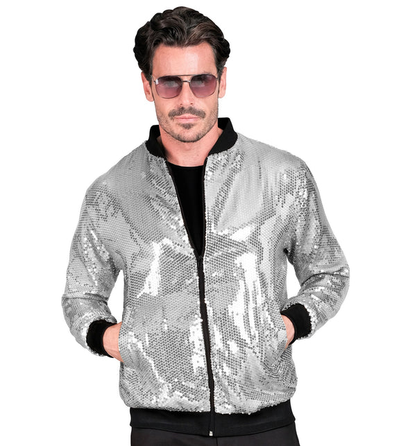Widmann SRL Bomberjack zilver pailletten