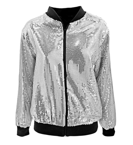 Widmann SRL Bomberjack zilver pailletten