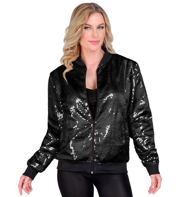 Widmann SRL Bomberjack zwart glitter