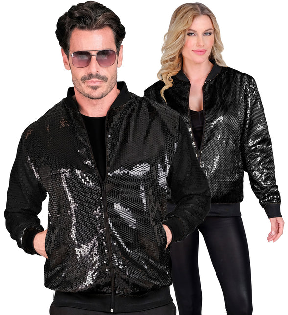 Widmann SRL Bomberjack zwart glitter