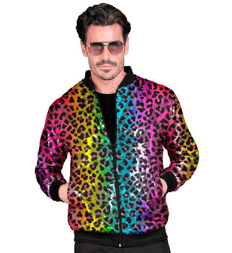 Widmann SRL Bomberjas Luipaard pailletten regenboog