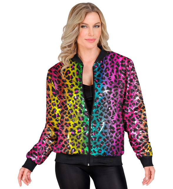Widmann SRL Bomberjas Luipaard pailletten regenboog