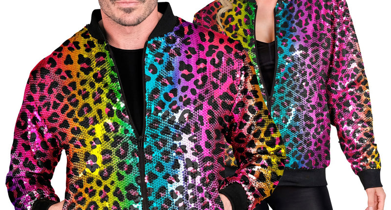 Widmann SRL Bomberjas Luipaard pailletten regenboog