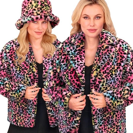 Widmann SRL Bontjas pluche dames luipaard multi kostuum Niek