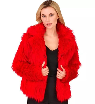 Widmann SRL Bontjas pluche dames rood kostuum Fleur