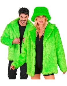 Widmann SRL Bontjas pluche neon groen kostuum Olivia