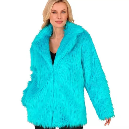 Widmann SRL Bontjas pluche turquoise kostuum Gijs