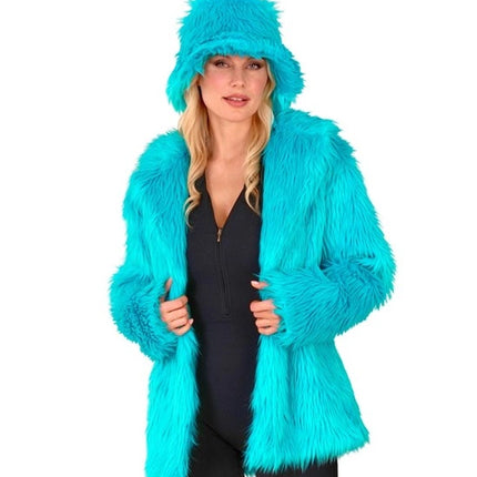 Widmann SRL Bontjas pluche turquoise kostuum Gijs