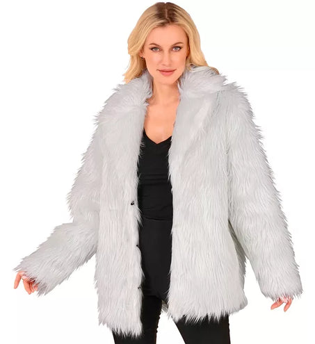 Widmann SRL Bontjas pluche wit kostuum Bente