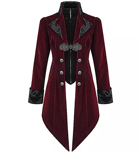 Widmann SRL Bordeaux fluwelen gothic jas heren kostuum Timo
