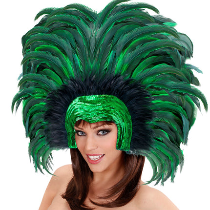 Widmann SRL Braziliaanse veren hoofdbedekking groen