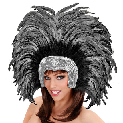 Widmann SRL Braziliaanse veren hoofdbedekking zilver