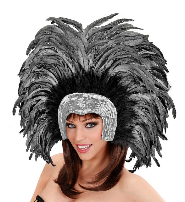Widmann SRL Braziliaanse veren hoofdbedekking zilver