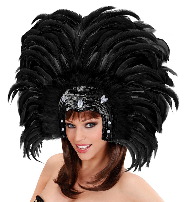 Widmann SRL Braziliaanse veren hoofdbedekking zwart
