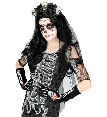 Widmann SRL Bruidsluier met schedels en rozen