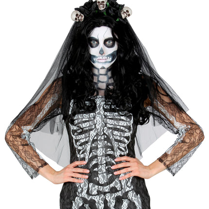 Widmann SRL Bruidsluier met schedels en rozen