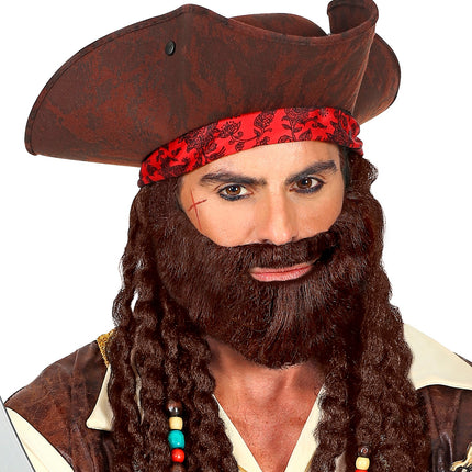 Widmann SRL Bruine snor en baard extra vol