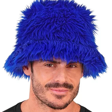 Widmann SRL Bucket hat pluche koningsblauw Mats