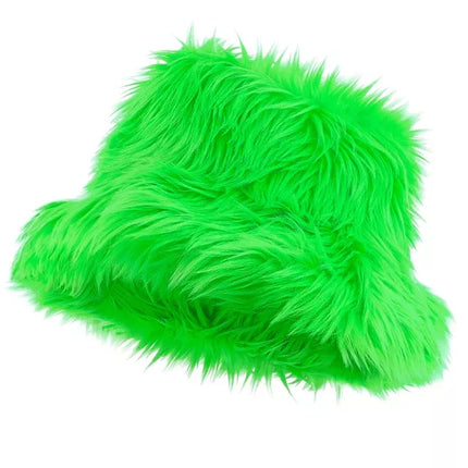 Widmann SRL Bucket hat pluche neon groen Stijn