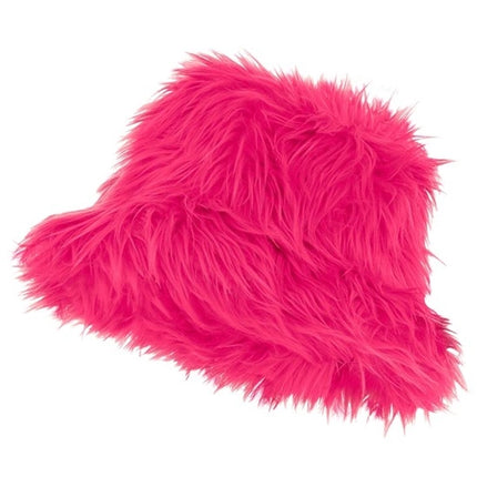 Widmann SRL Bucket hat pluche neon roze Liv