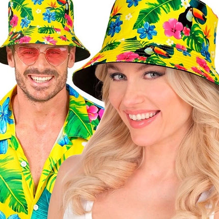 Widmann SRL Bucket hat zomer party geel kostuum Thijs