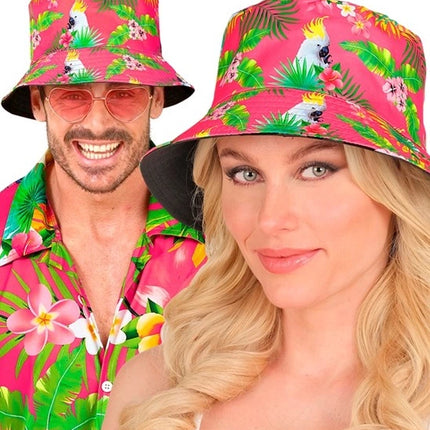 Widmann SRL Bucket hat zomer party roze kostuum Anouk