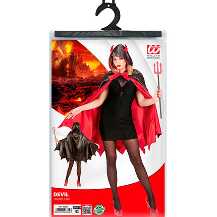 Widmann SRL Cape duivel pak zwart rood