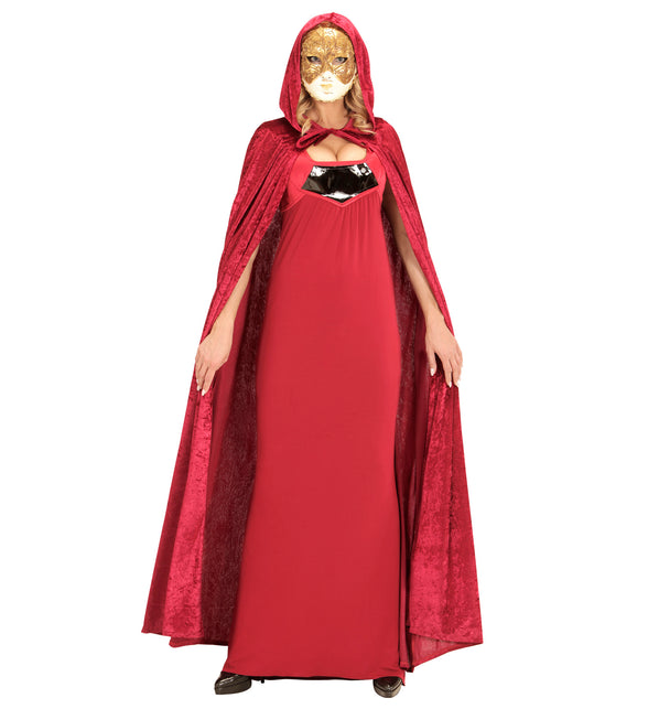 Widmann SRL Cape rood / bordeaux met capuchon 150cm