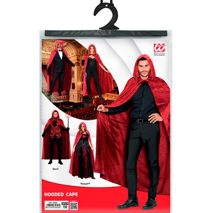 Widmann SRL Cape rood / bordeaux met capuchon 150cm