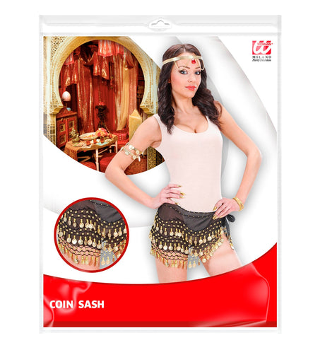 Widmann SRL Ceintuur buikdanseres zwart met muntjes