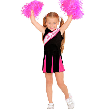 Widmann SRL Cheerleader kostuum zwart roze kinderen