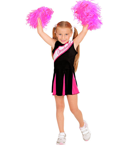 Widmann SRL Cheerleader kostuum zwart roze kinderen