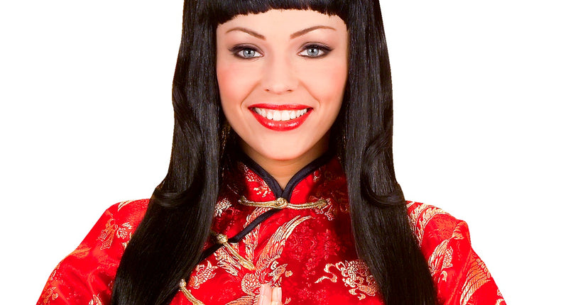 Widmann SRL Chinese pruik Jia zwart met knot