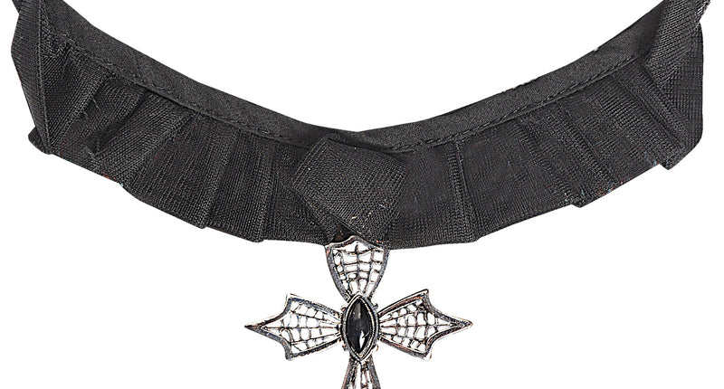 Widmann SRL Choker ketting kruis met zwarte gemsteen