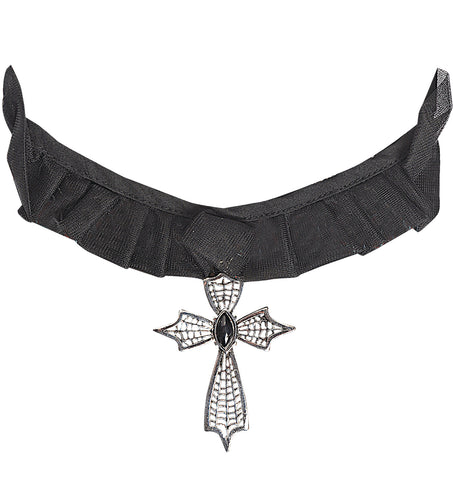 Widmann SRL Choker ketting kruis met zwarte gemsteen