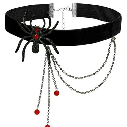 Widmann SRL Choker spin met strass rood kostuum Tess