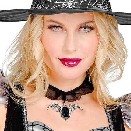 Widmann SRL Choker vleermuis met zwarte gemsteen