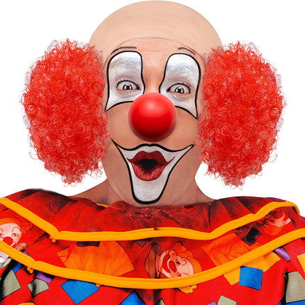 Widmann SRL Clown pruik kaal met krul en rode neus