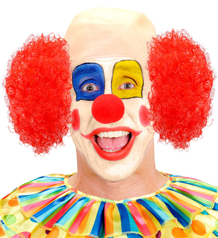 Widmann SRL Clown pruik kaal met krul en rode neus