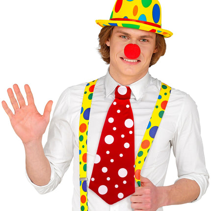 Widmann SRL Clown stropdas rood met witte bollen