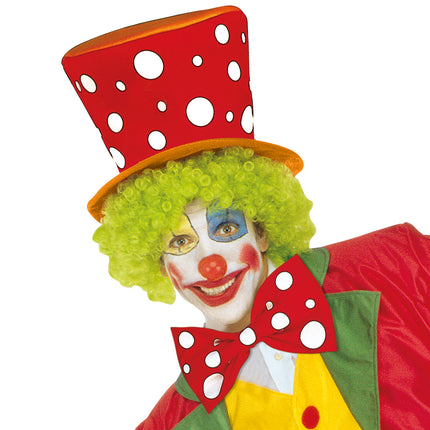 Widmann SRL Clownshoed hoog rood oranje met witte bollen