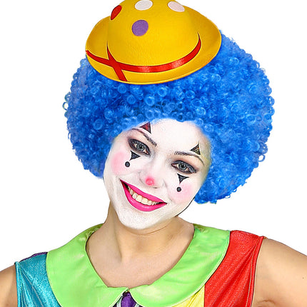 Widmann SRL Clownspruik krulletjes blauw