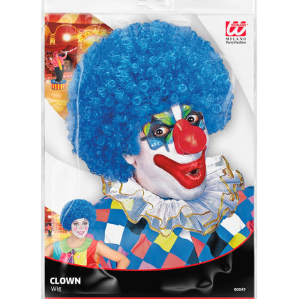 Widmann SRL Clownspruik krulletjes blauw