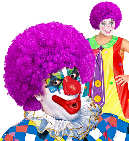 Widmann SRL Clownspruik krulletjes paars
