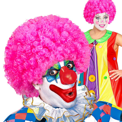 Widmann SRL Clownspruik krulletjes roze