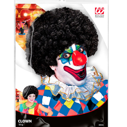 Widmann SRL Clownspruik krulletjes zwart